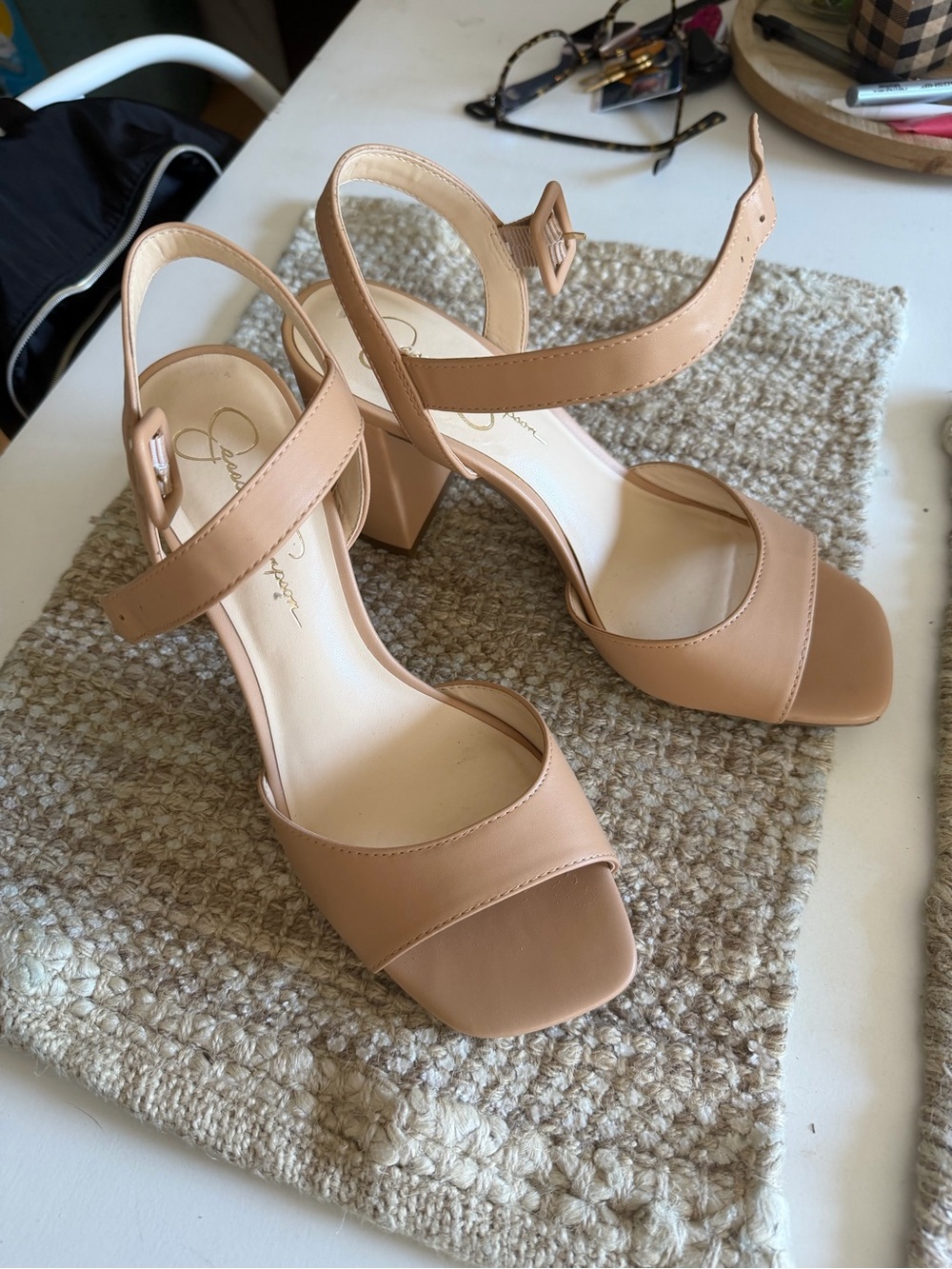 Jessica Simpson Blush Tan Block Heel Sandals